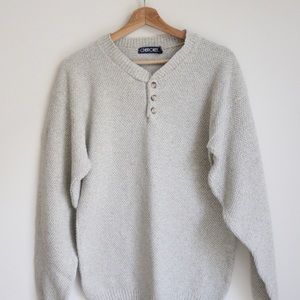 Vintage Heather Gray Henley knit Sweater